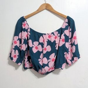 NWT New Ava Sky Fighting Eel Colin Top Aquamarine Zinnia shirt blouse